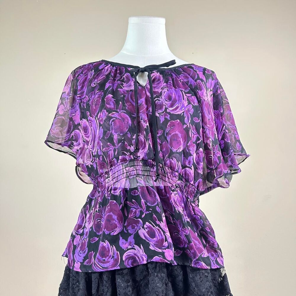Angie Whimsigoth Flowy Purple Boho Top